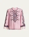 Isabel Marant Zelda Embroidered Matka Silk Top In Pink