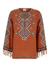 Isabel Marant Silk Blouse Embroidered Geometric Pattern In Multicolor