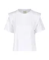 Isabel Marant Crew Neck Shoulder Detail Short Sleeve Top In White
