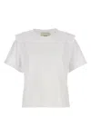 Isabel Marant Crew Neck Shoulder Detail Short Sleeve Top In White