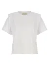 Isabel Marant Crew Neck Shoulder Detail Short Sleeve Top In White