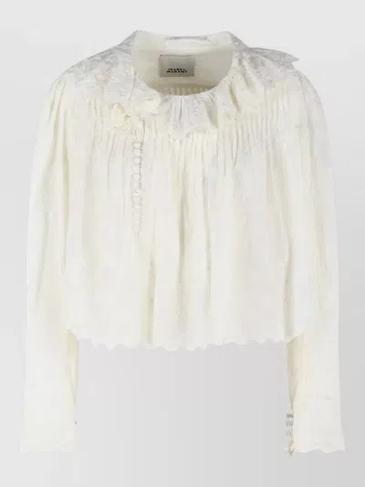 Isabel Marant Zelly Cotton Silk Blouse Long Sleeves In Neutral