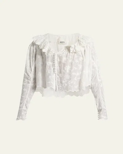 Isabel Marant Zelly Embroidered Button-front Blouse In White