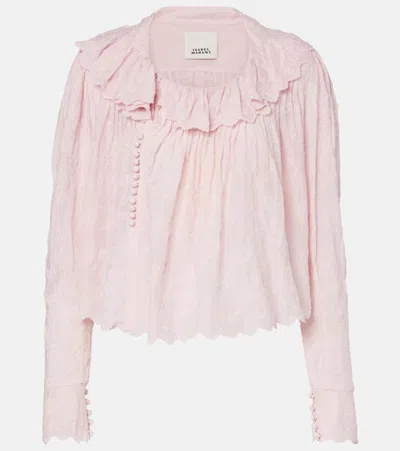 Isabel Marant Zelly Embroidered Cotton And Silk-blend Blouse In Pink