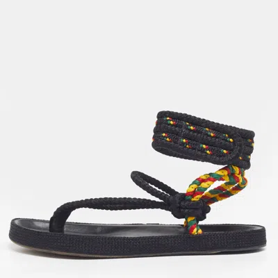 Pre-owned Isabel Marant Zia Size 40 Black Knot Rope Flat Sandals