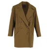 Isabel Marant Ziggy Double Breasted Coat In Olive Green Wool In Green