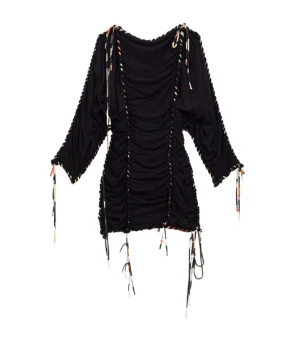 Isabel Marant Zina Woven Jersey Dress In Black