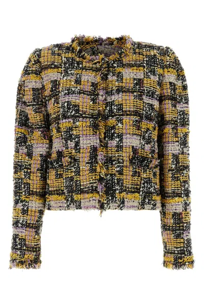 Isabel Marant Zingya Frayed Hem Tweed Jacket In Multicolor