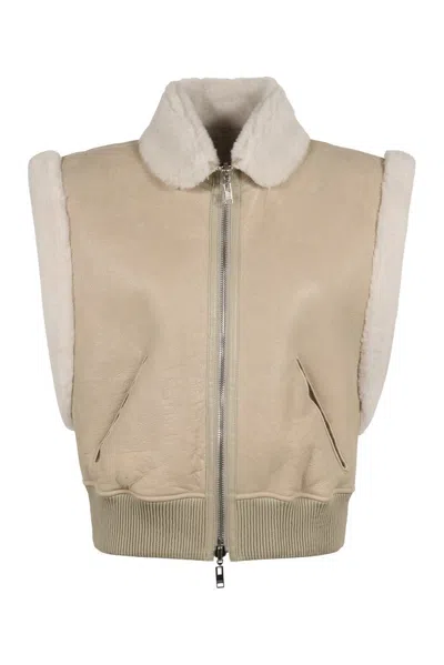 Isabel Marant Zip-up Cropped Sleeveless Gilet In Beige