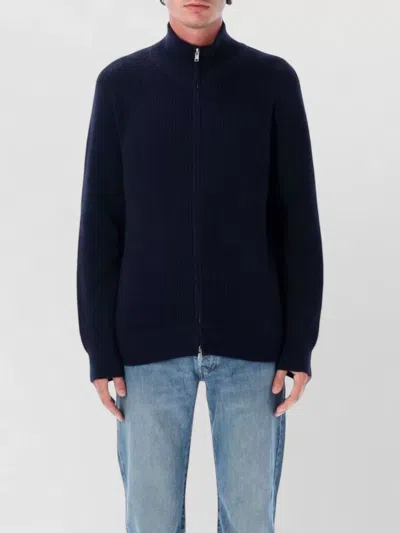 Isabel Marant Zip Knit Jacket High Collar Long Sleeves In Blue