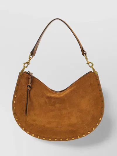 Isabel Marant Zipped Hobo Shoulder Bag With Studded Trim In Brown