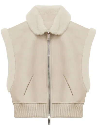 Isabel Marant Edwina Genuine Shearling Vest In Chalk