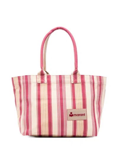 Isabel Marant Zipped Striped Cotton Tote Bag In Pink