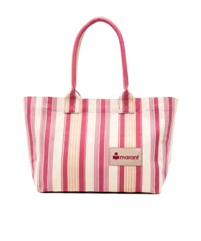 Isabel Marant Zipped Striped Cotton Tote Bag In Pink