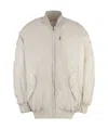 Isabel Marant Oversize Ribbed Bomber Jacket With Chest And Side Pockets In White