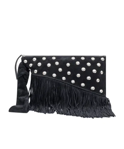 Isabel Marant Womens Black Faro Suede Clutch Bag