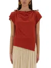 Isabel Marant Asymmetric Hem Bow Detail T-shirt In Red