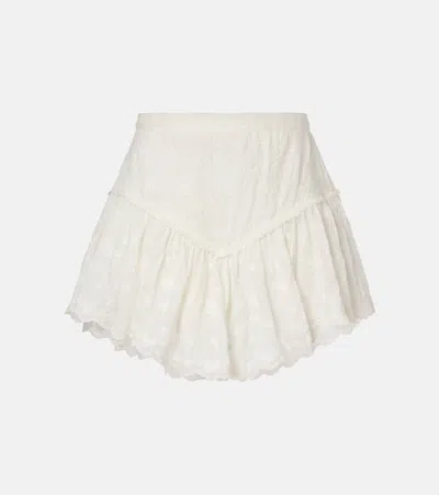 Isabel Marant Zoelia Embroidered Scalloped Cotton And Silk-blend Mini Skirt In White