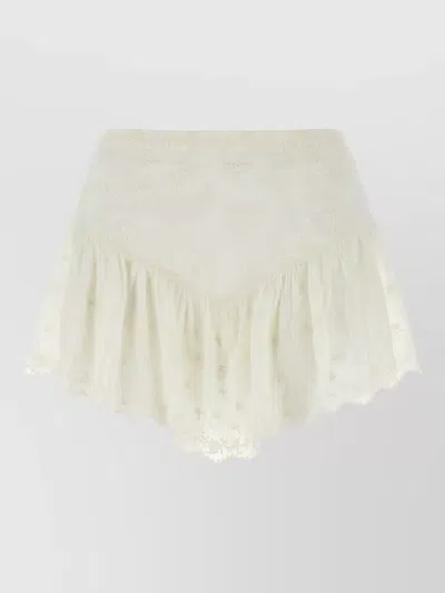 Isabel Marant Zoelia Shorts Embroidered Design Scalloped Hem In White