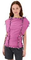 Isabel Marant Ruched Sleeveless Textured Tie Top In Pink