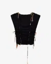 Isabel Marant Zohra Woven Jersey Top In Black