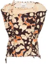 Isabel Marant Zohra Printed Woven Jersey Top In Neutrals