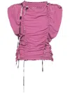 Isabel Marant Ruched Sleeveless Textured Tie Top In Rosa
