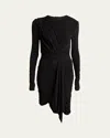 Isabel Marant Georgia Ruched Draped Stretch-jersey Mini Dress In Black