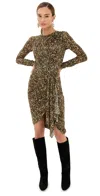 Isabel Marant Draped Midi Dress In Leopard Print In Brown