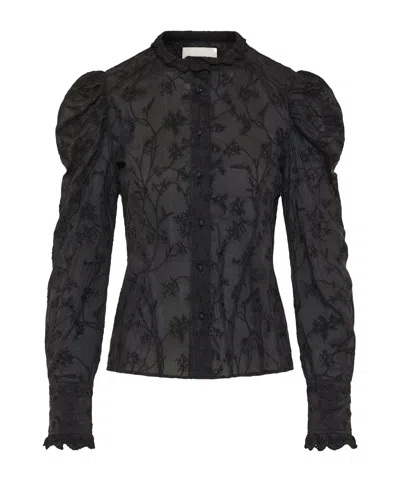 Isabel Marant Zorica Ruffled Puff-sleeve Blouse In Black