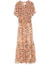 Isabel Marant Odelia Flounce-sleeve A-line Silk Midi Dress