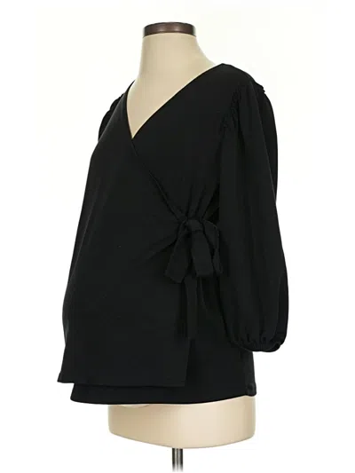 Pre-owned Isabel Maternity 3/4 Sleeve Blouse In Black