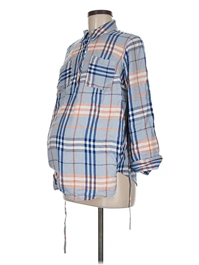 Pre-owned Isabel Maternity 3/4 Sleeve Button Down Shirt In Blue