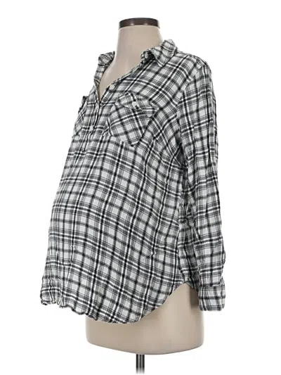 Pre-owned Isabel Maternity 3/4 Sleeve Button Down Shirt In Gray