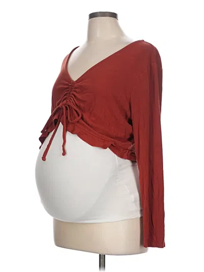 Pre-owned Isabel Maternity 3/4 Sleeve T-shirt In Burgundy
