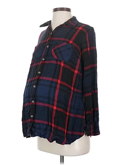 Pre-owned Isabel Maternity Long Sleeve Button Down Shirt In Blue
