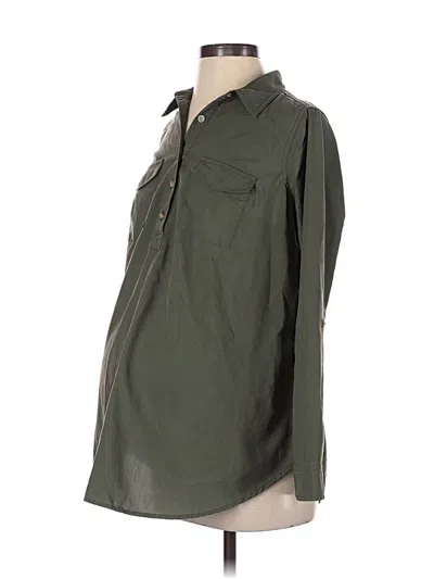 Pre-owned Isabel Maternity Long Sleeve Button Down Shirt In Green