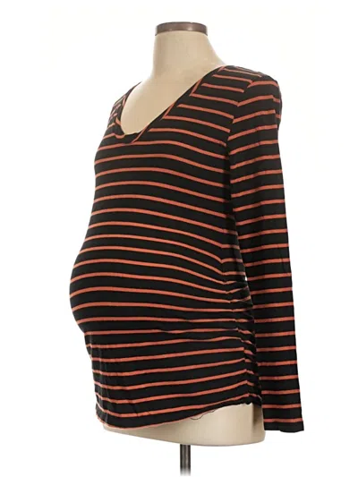 Pre-owned Isabel Maternity Long Sleeve Henley Shirt In Brown
