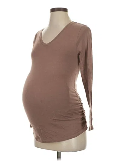 Pre-owned Isabel Maternity Long Sleeve Top Brown Scoop Neck Tops