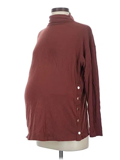 Pre-owned Isabel Maternity Long Sleeve Top Burgundy Turtleneck Tops