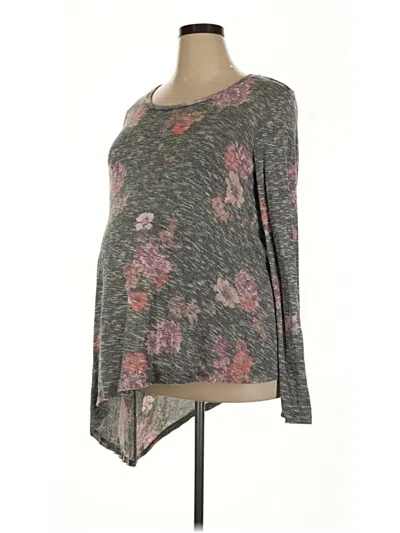 Pre-owned Isabel Maternity Long Sleeve Top Gray One Shoulder Neckline Tops