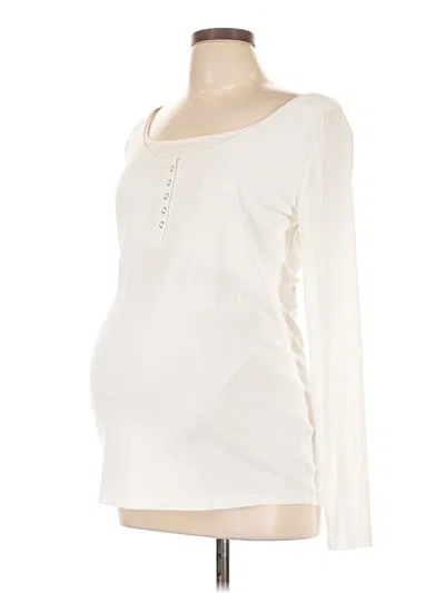 Pre-owned Isabel Maternity Long Sleeve Top Ivory Scoop Neck Tops In White