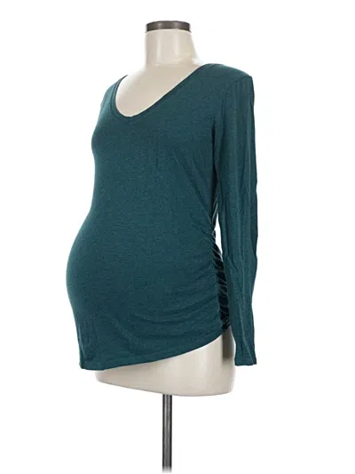 Pre-owned Isabel Maternity Long Sleeve Top Teal Scoop Neck Tops