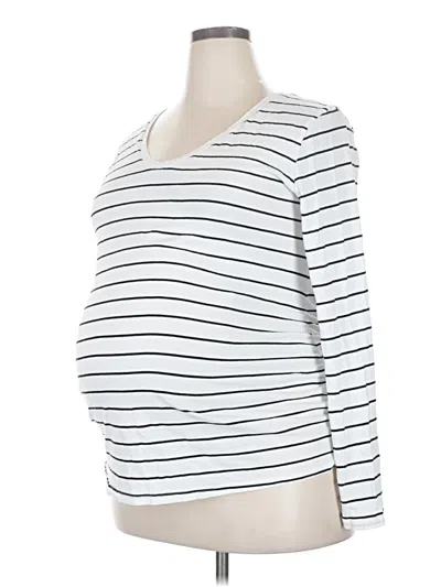 Pre-owned Isabel Maternity Long Sleeve Top White Scoop Neck Tops