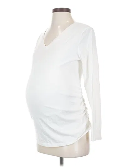 Pre-owned Isabel Maternity Long Sleeve Top White V-neck Tops