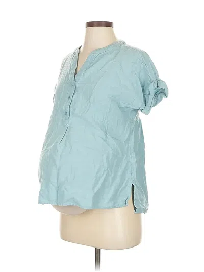 Pre-owned Isabel Maternity Short Sleeve Blouse In Blue