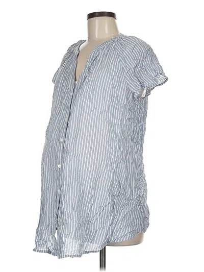 Pre-owned Isabel Maternity Short Sleeve Blouse In Blue
