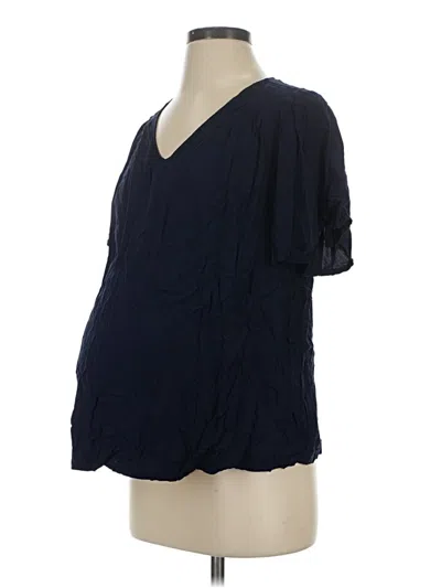Pre-owned Isabel Maternity Short Sleeve Blouse In Blue
