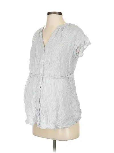 Pre-owned Isabel Maternity Short Sleeve Blouse In Gray