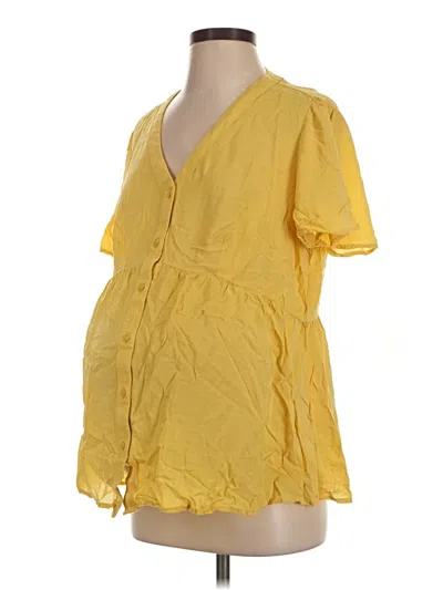 Pre-owned Isabel Maternity Short Sleeve Blouse In Yellow